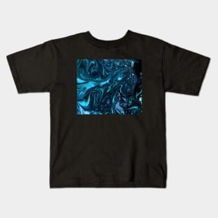 Teal and Powder Blue Abstract Art Kids T-Shirt